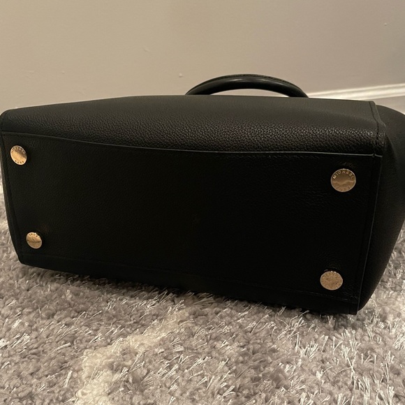 NEW Michael Kors Black Leather Tote with Two Charms Adjustable Strap - Picture 3 of 11